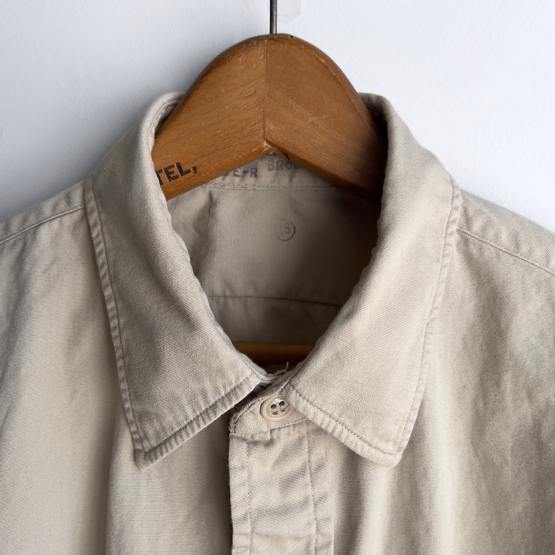 1950s Military Tan Cotton Poplin Dress Shirt  - Shop ThreadCount Vintage Co.