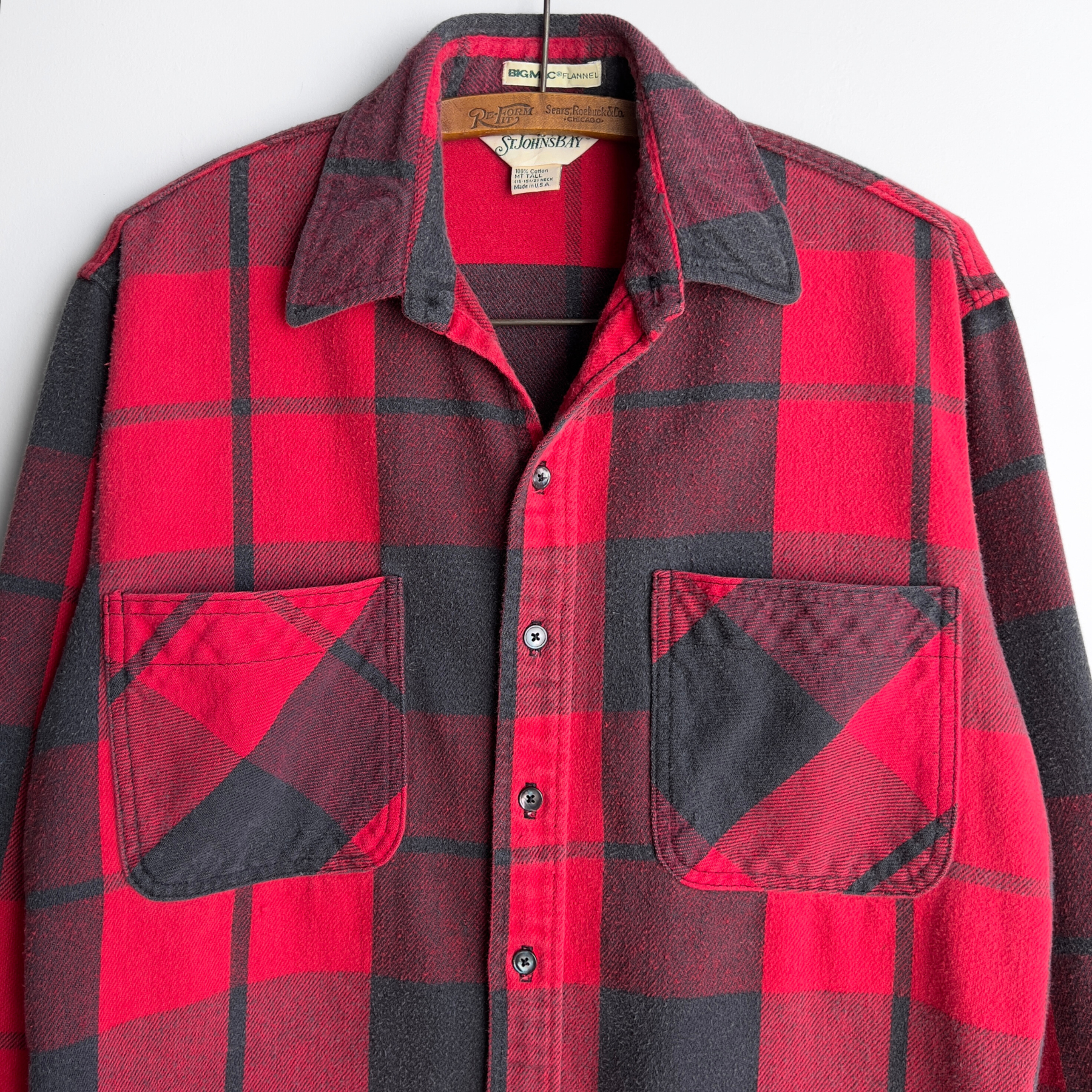 1990s Red & Black Big Mac Plaid Flannel Shirt  - Shop ThreadCount Vintage Co.