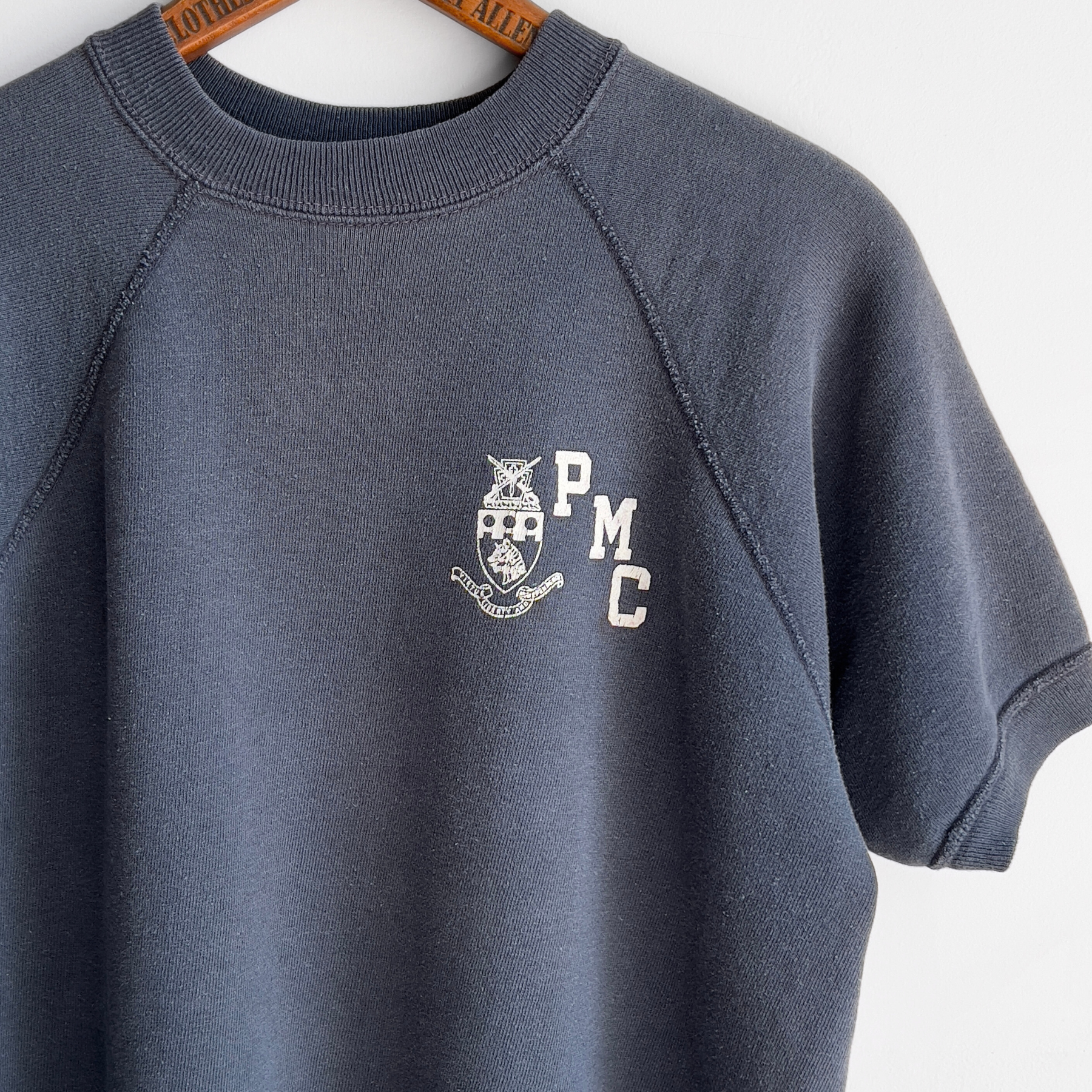 1960s Pennsylvania Military College Short Sleeve Sweatshirt  - Shop ThreadCount Vintage Co.