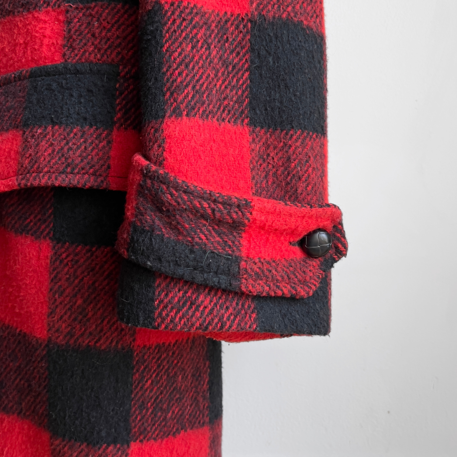 1960s Red & Black Plaid Heavy Wool Peacoat  - Shop ThreadCount Vintage Co.
