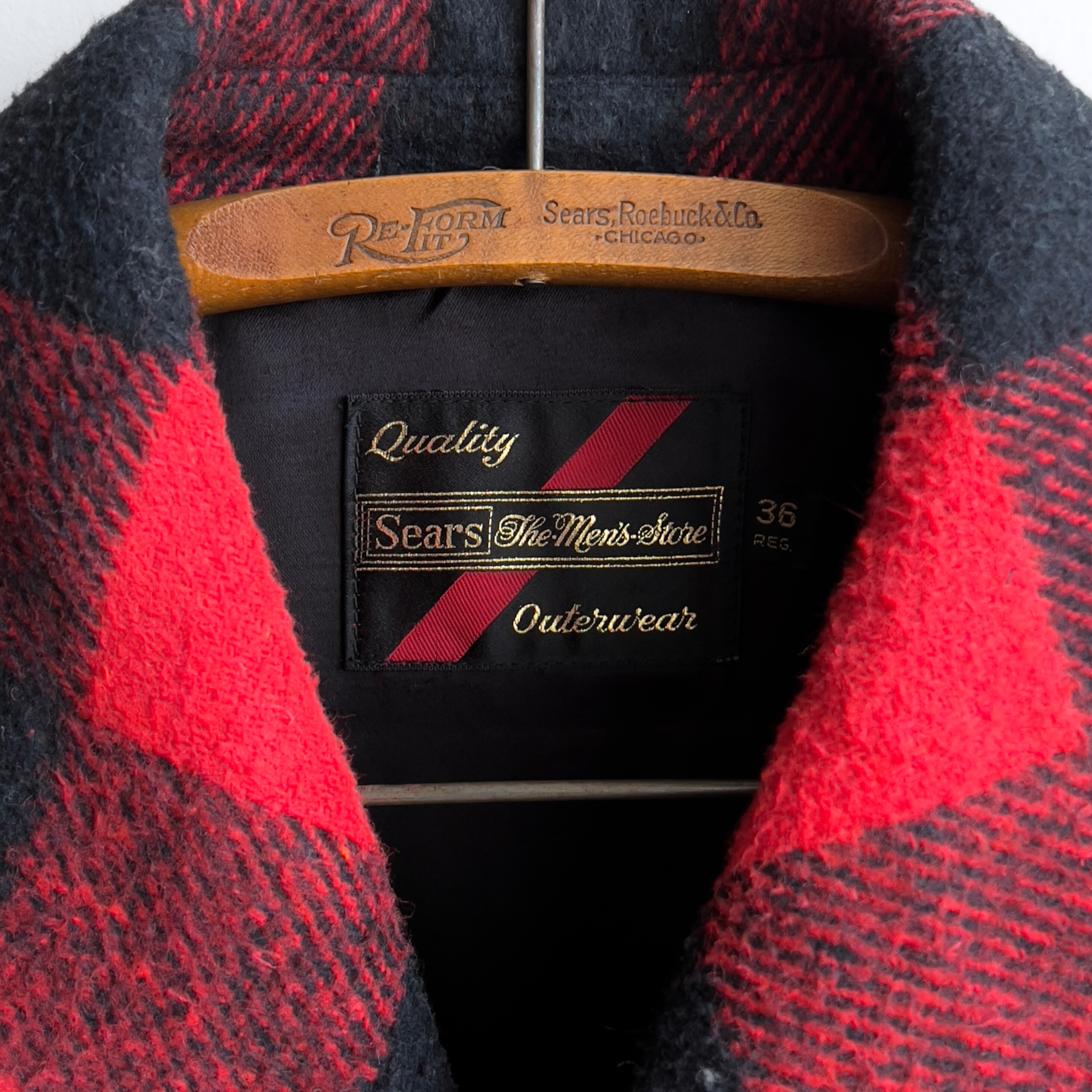 1960s Red & Black Plaid Heavy Wool Peacoat  - Shop ThreadCount Vintage Co.