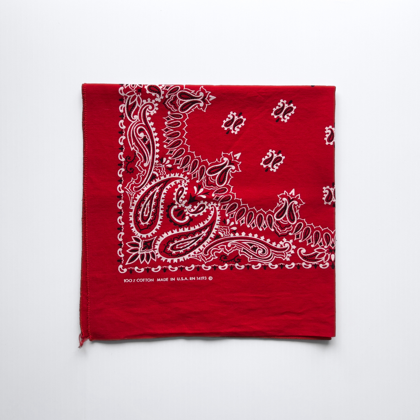 Vintage 1970s Red Paisley Print Cotton Bandana - Shop ThreadCount Vintage Co.