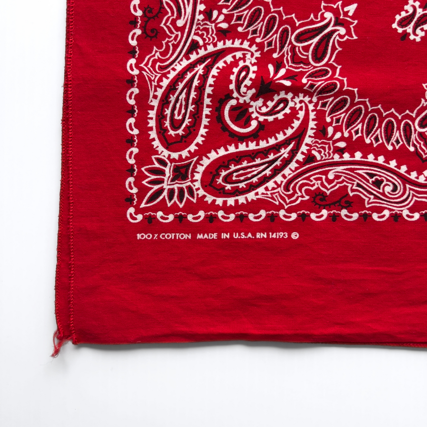 Vintage 1970s Red Paisley Print Cotton Bandana - Shop ThreadCount Vintage Co.