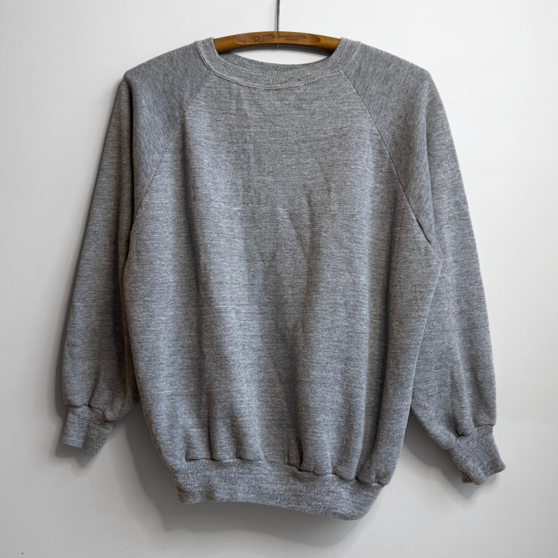 1970s Grey Cotton Blank Crewneck Sweatshirt  - Shop ThreadCount Vintage Co.
