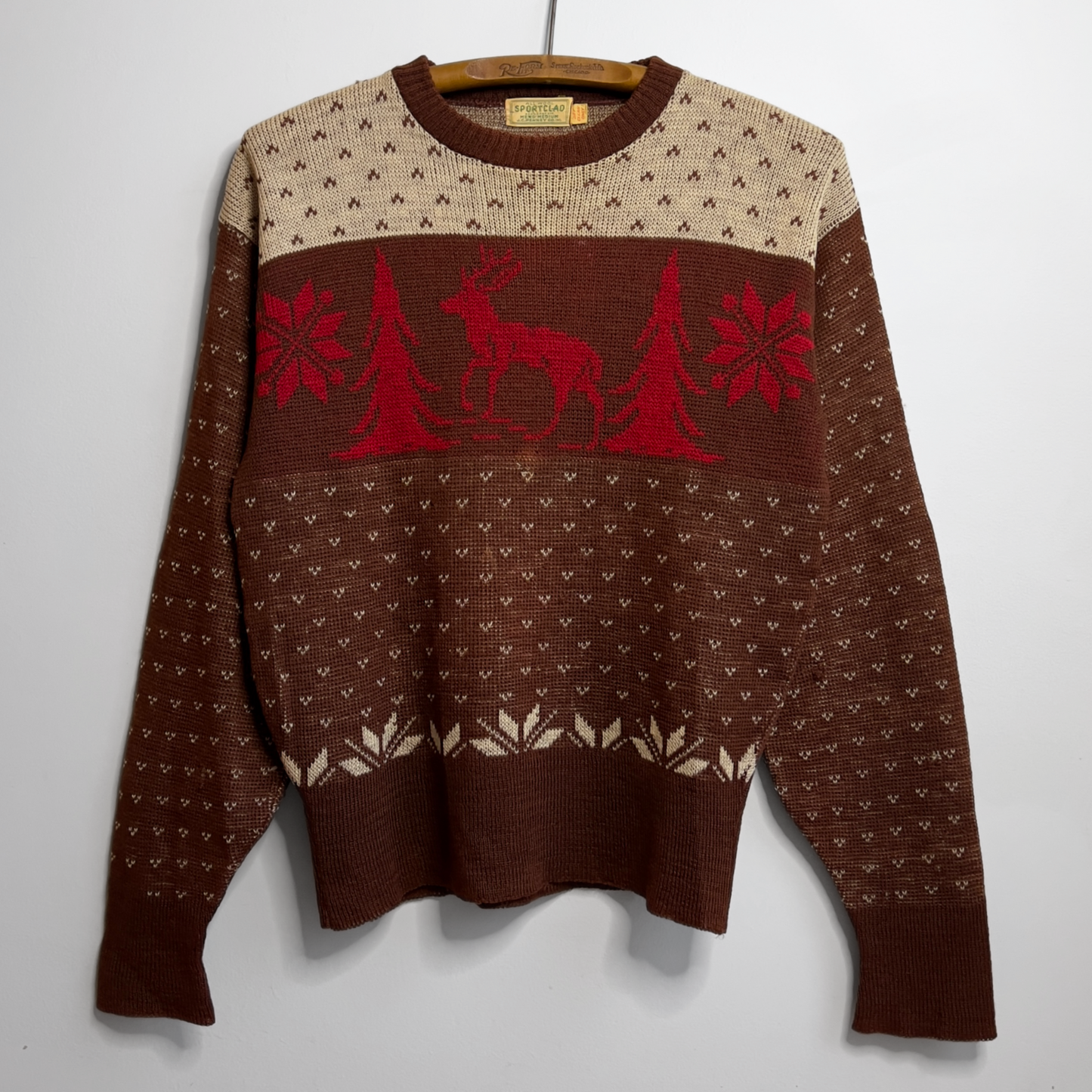 Vintage 1940s JCPenney Wool Reindeer Print Holiday Sweater - Shop ThreadCount Vintage Co.