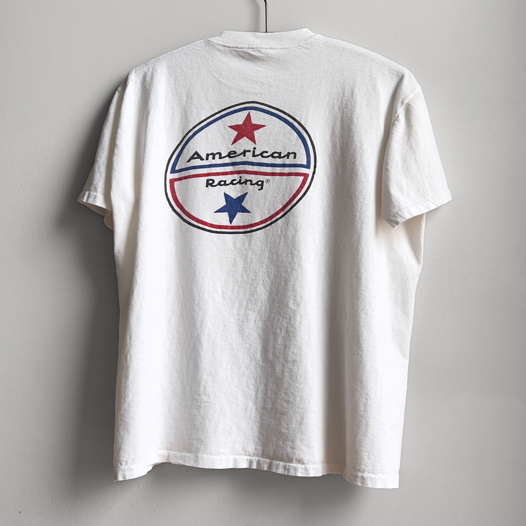 1970s American Racing White Graphic Pocket Tee  - Shop ThreadCount Vintage Co.