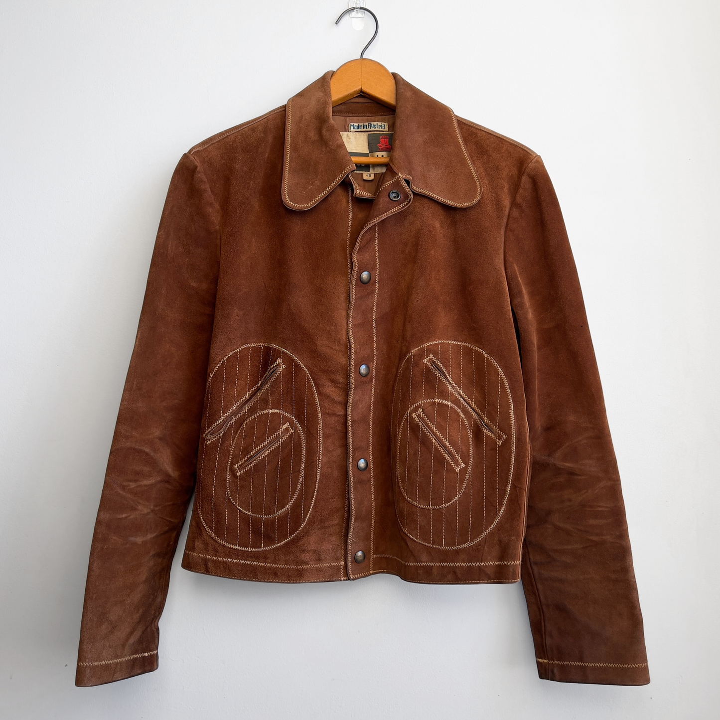 1960s Chess King Brown Visible Stitch Suede Leather Jacket  - Shop ThreadCount Vintage Co.