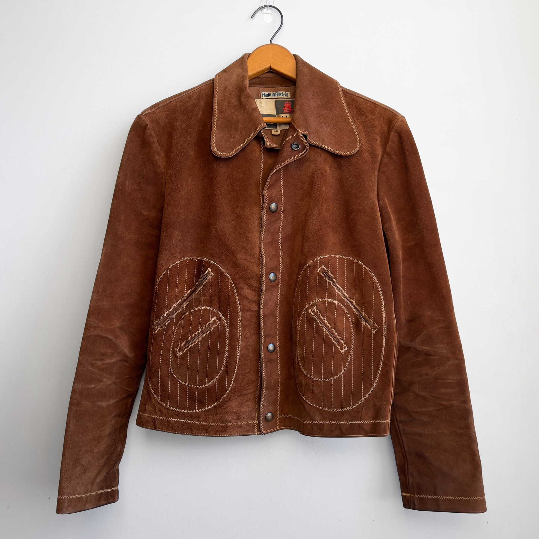 1960s Chess King Brown Visible Stitch Suede Leather Jacket  - Shop ThreadCount Vintage Co.