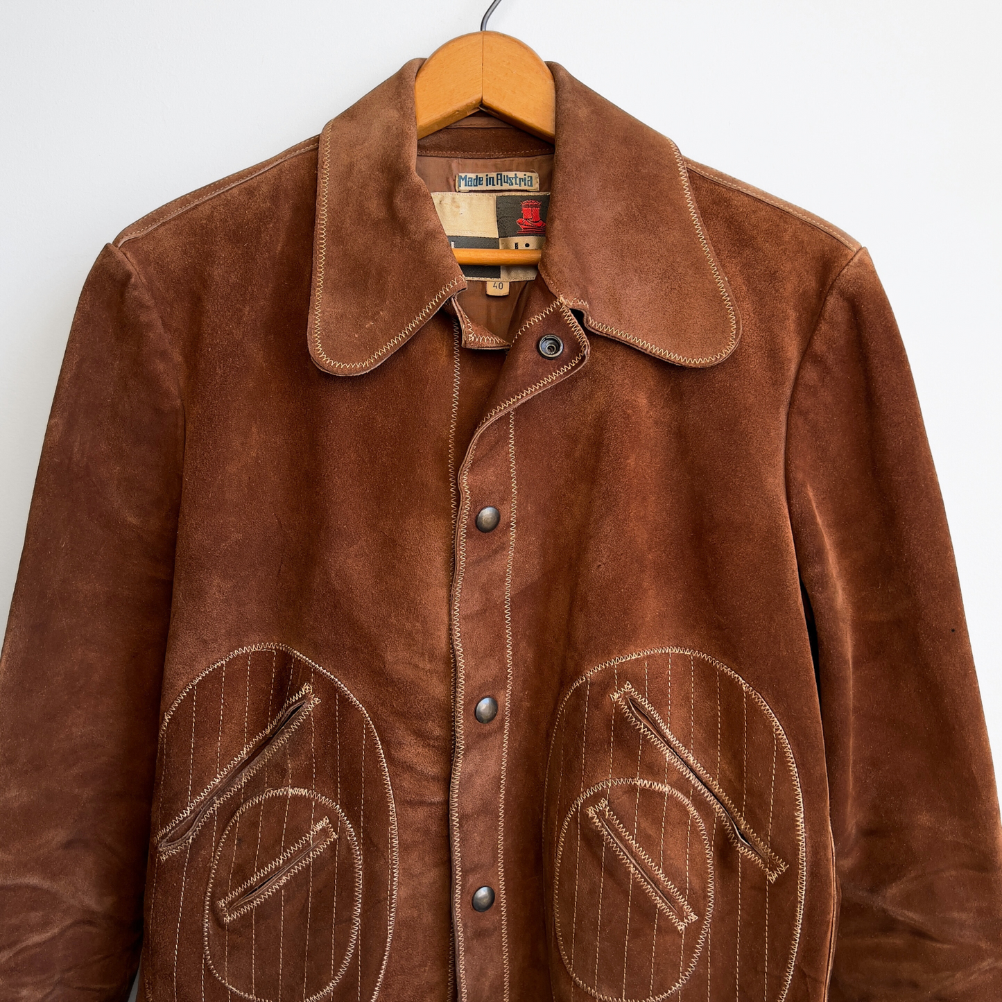 1960s Chess King Brown Visible Stitch Suede Leather Jacket  - Shop ThreadCount Vintage Co.