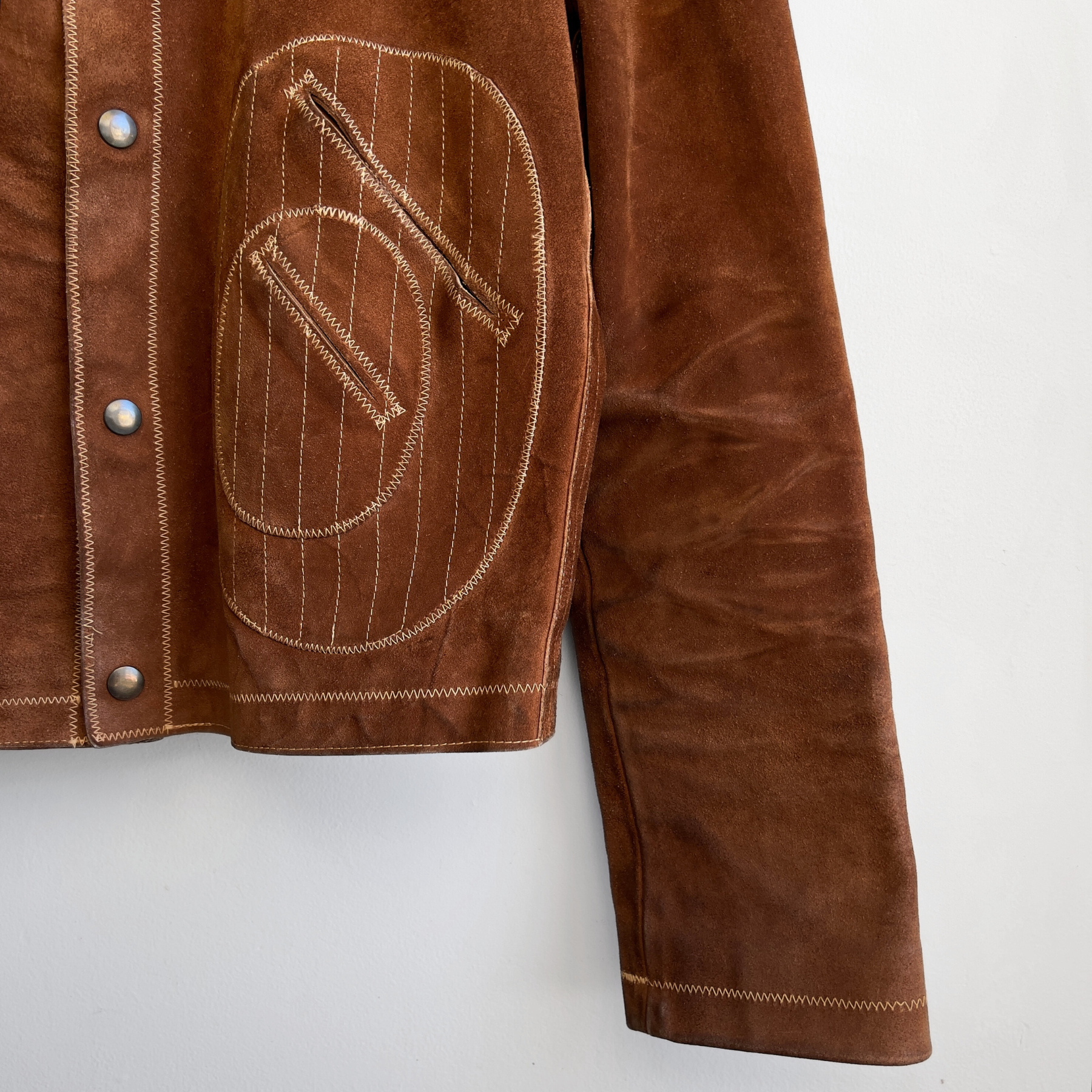 1960s Chess King Brown Visible Stitch Suede Leather Jacket  - Shop ThreadCount Vintage Co.