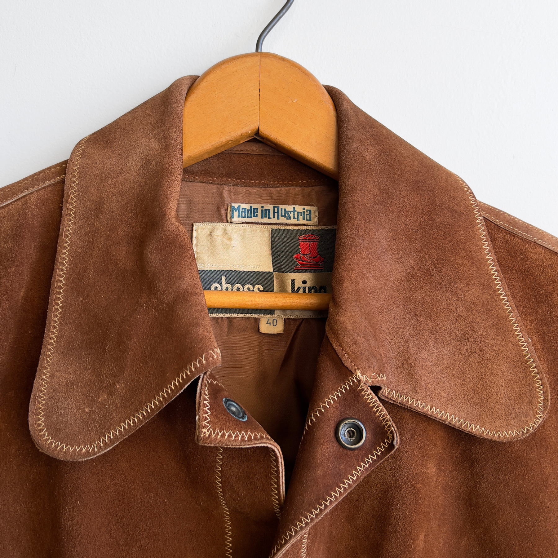 1960s Chess King Brown Visible Stitch Suede Leather Jacket  - Shop ThreadCount Vintage Co.