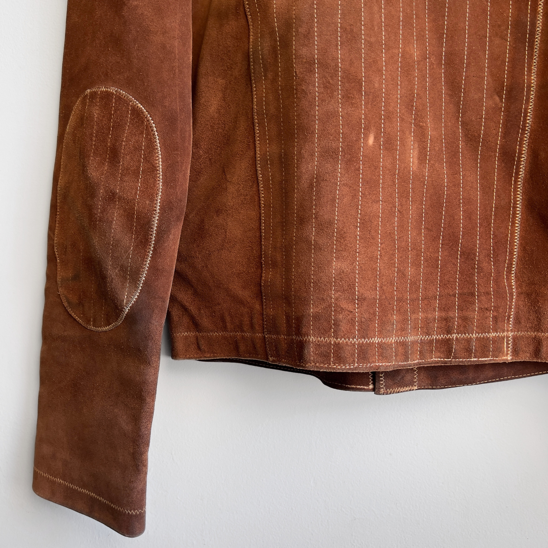 1960s Chess King Brown Visible Stitch Suede Leather Jacket  - Shop ThreadCount Vintage Co.