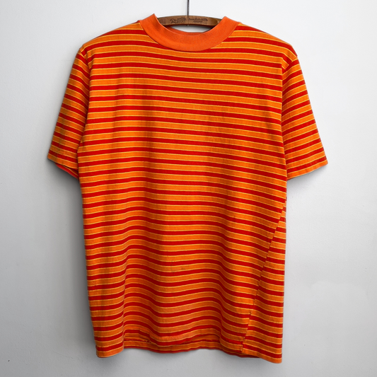 1960s Orange Striped Combed Cotton Tee  - Shop ThreadCount Vintage Co.