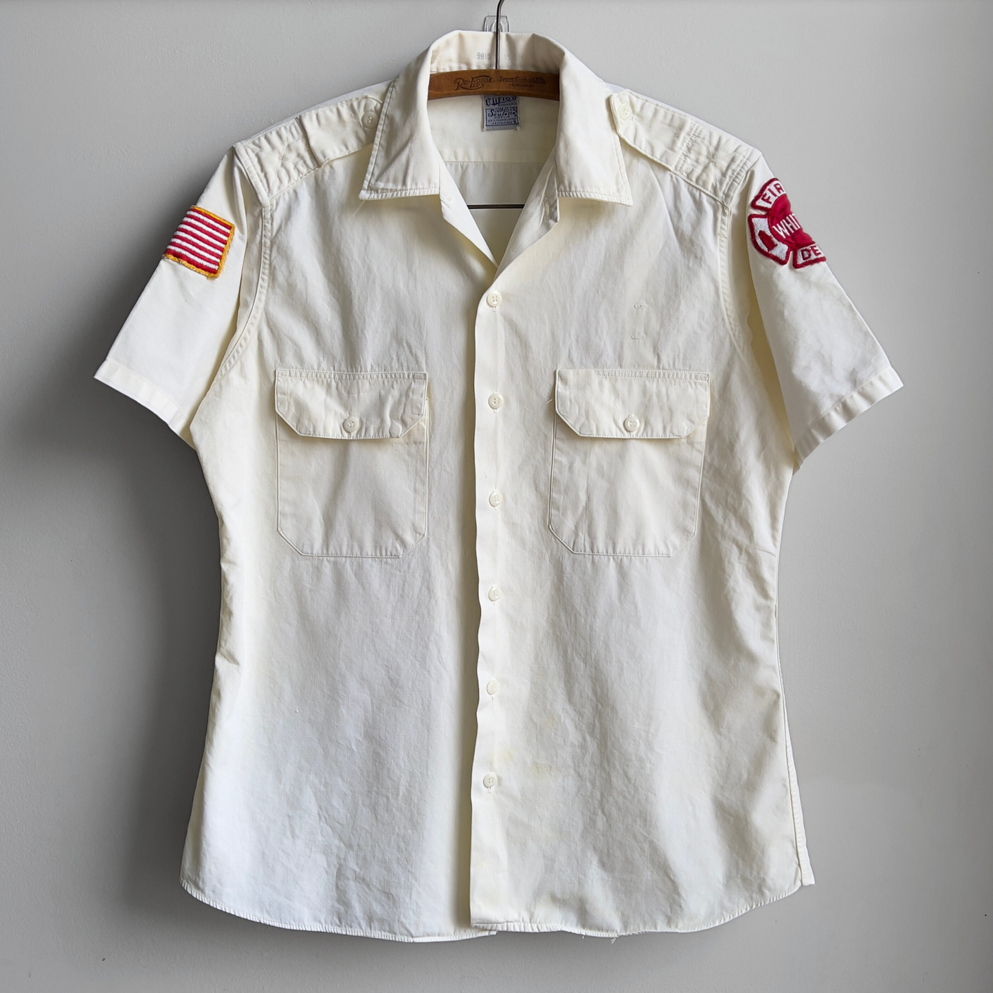 Vintage 1950s Whiting Indiana Fire Dept. Cotton Poplin Uniform Shirt - Shop ThreadCount Vintage Co.