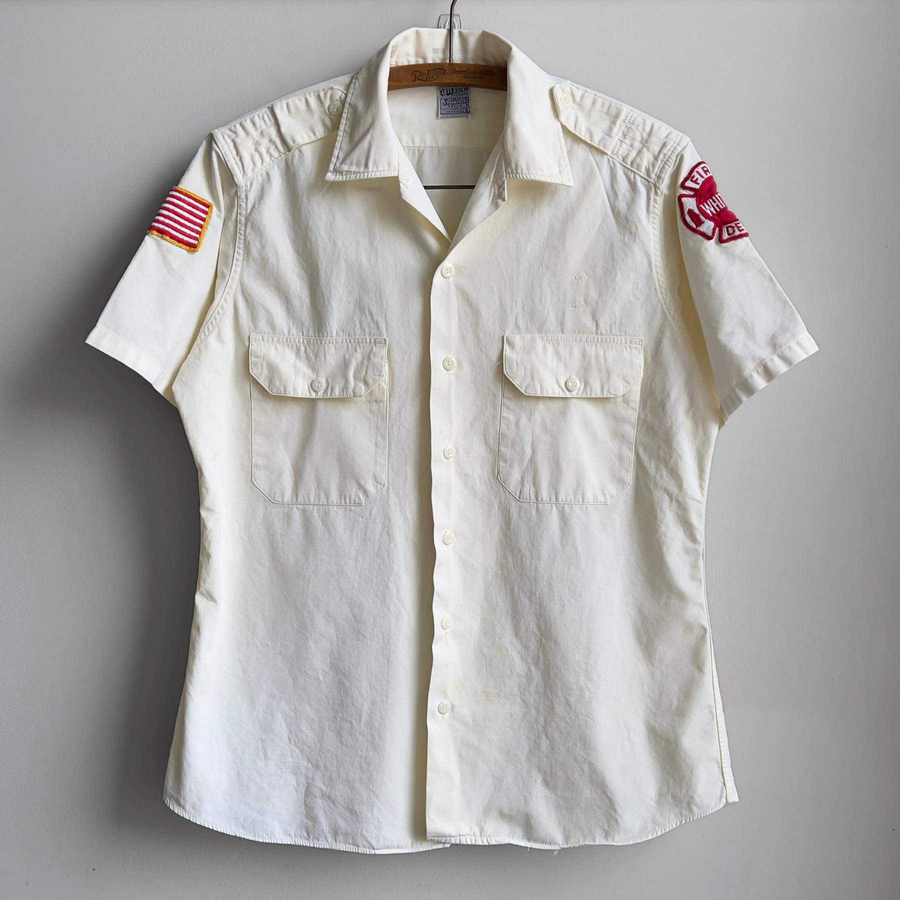 1950s Whiting Indiana Fire Dept. Cotton Poplin Uniform Shirt  - Shop ThreadCount Vintage Co.