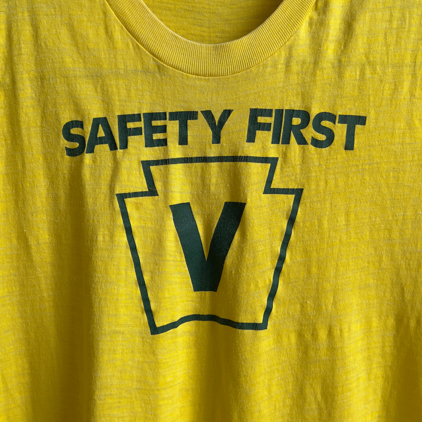 Vintage 1970s Vulcan Mold Safety First Threadbare Graphic Tee - Shop ThreadCount Vintage Co.