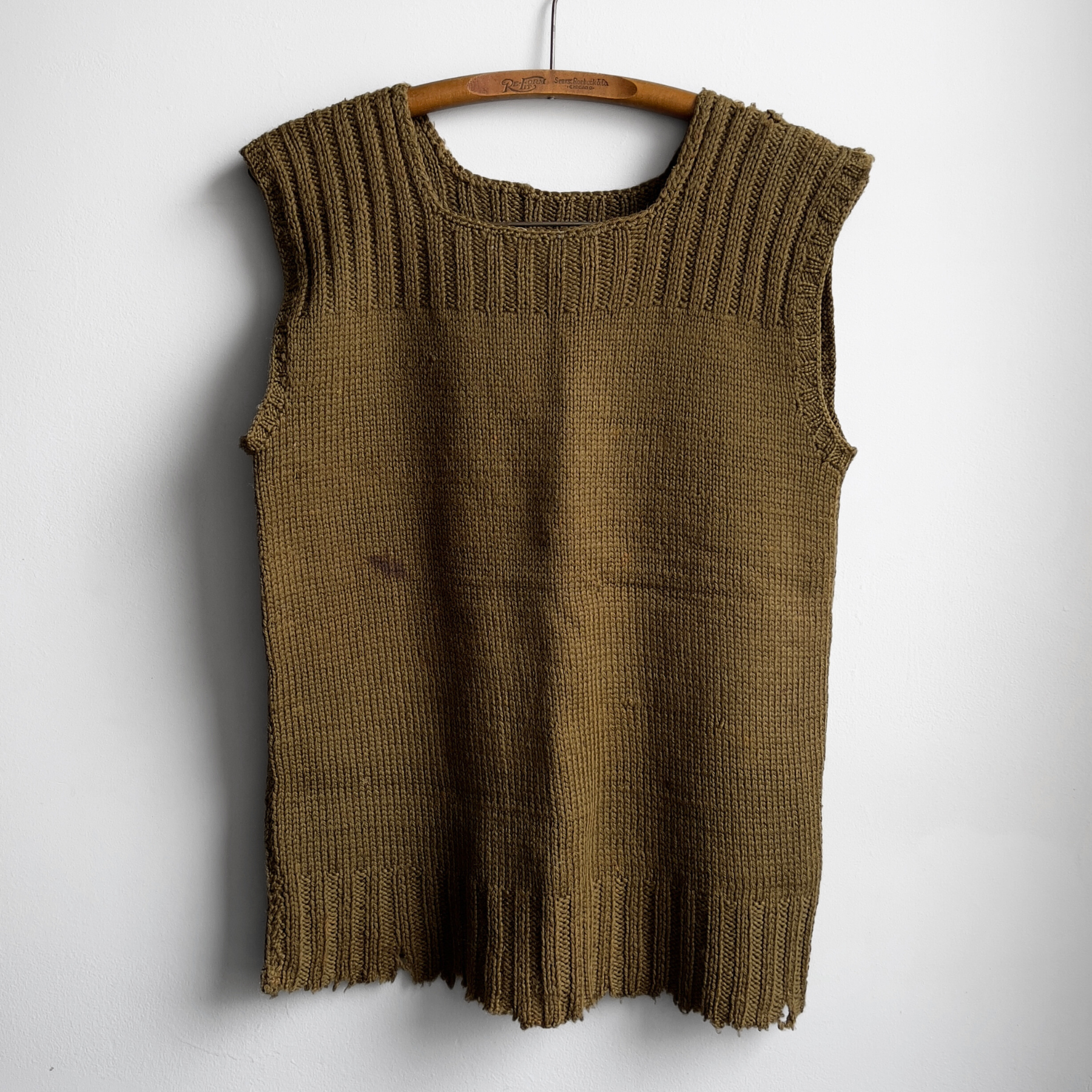 1940s American Red Cross Olive Wool Knit Vest  - Shop ThreadCount Vintage Co.