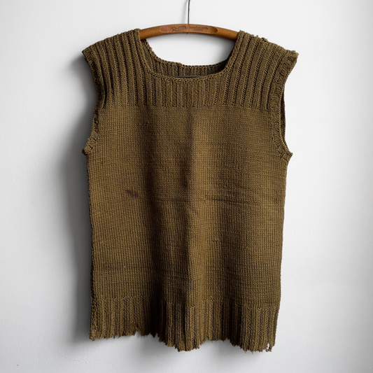 1940s American Red Cross Olive Wool Knit Vest  - Shop ThreadCount Vintage Co.
