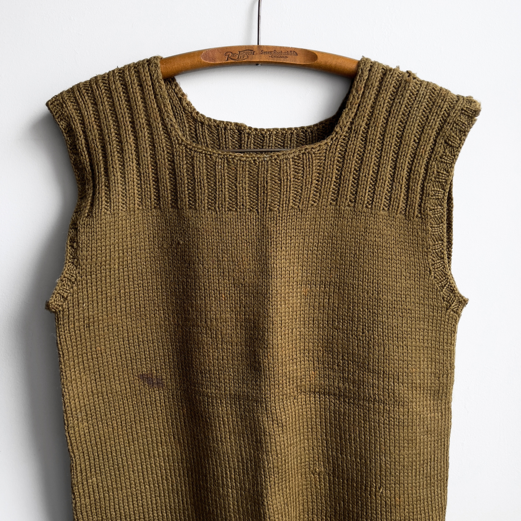 1940s American Red Cross Olive Wool Knit Vest  - Shop ThreadCount Vintage Co.