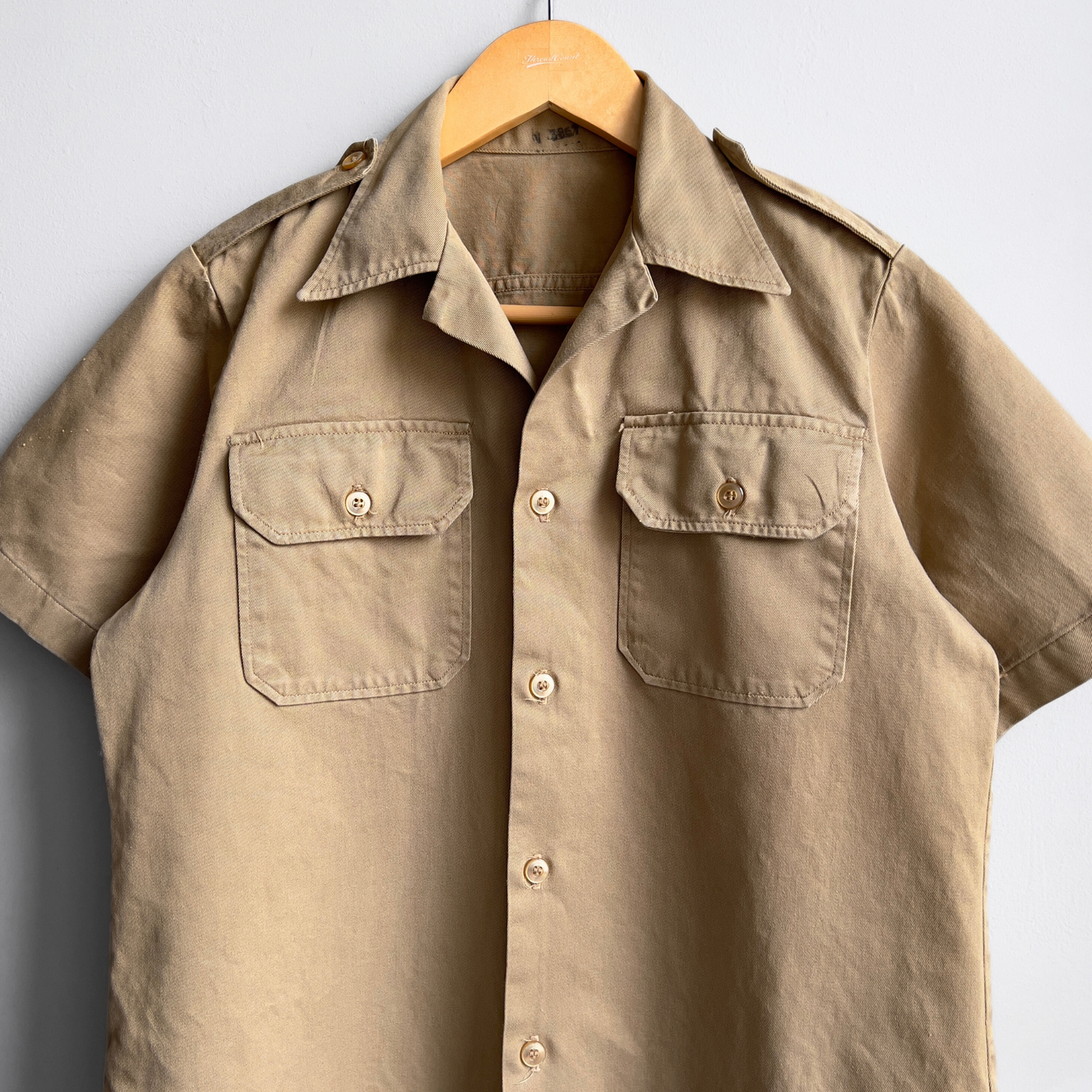 1960s U.S. Air Force Khaki Tan Cotton Twill Uniform Work Shirt - Shop ThreadCount Vintage Co.