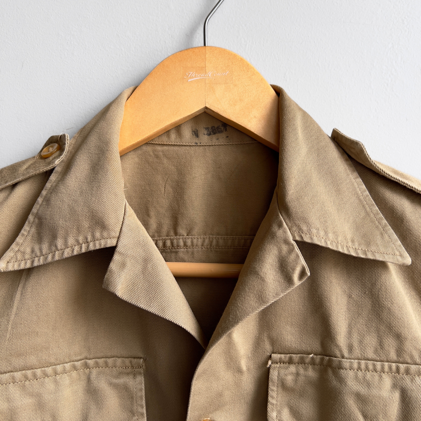 1960s U.S. Air Force Khaki Tan Cotton Twill Uniform Work Shirt - Shop ThreadCount Vintage Co.