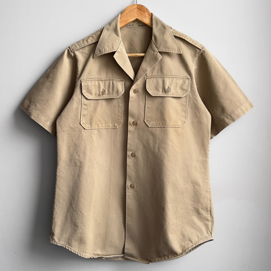 1960s U.S. Air Force Khaki Tan Cotton Twill Uniform Work Shirt  - Shop ThreadCount Vintage Co.