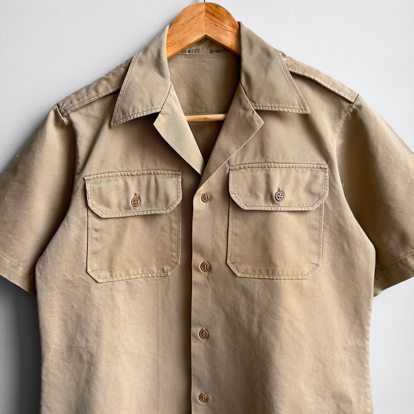 1960s U.S. Air Force Khaki Tan Cotton Twill Uniform Work Shirt - Shop ThreadCount Vintage Co.