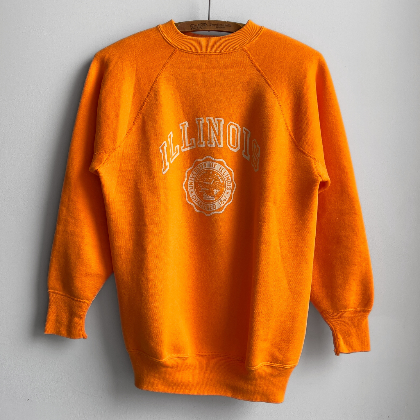 Vintage 1960s University of Illinois Orange Cotton Sweatshirt - Shop ThreadCount Vintage Co.