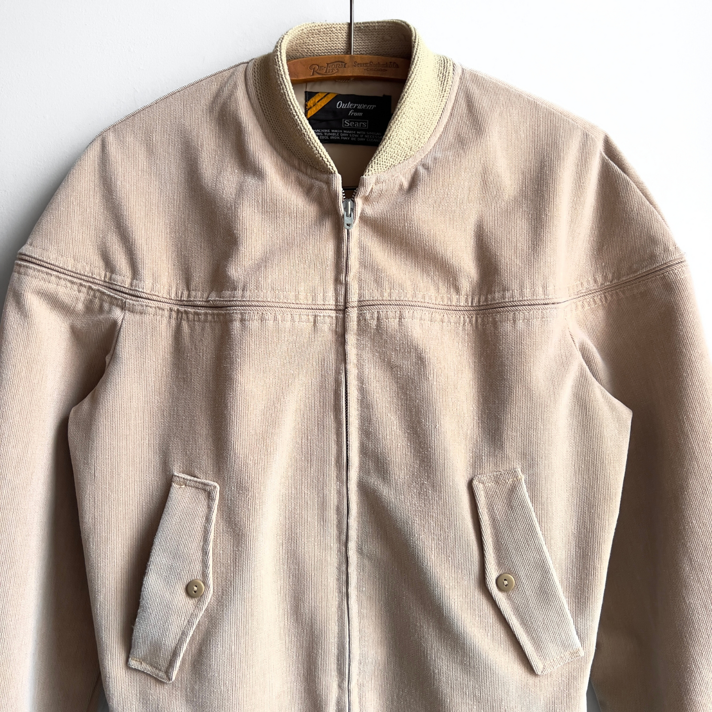 Vintage 1970s Tan Corduroy Derby Bomber Jacket - Shop ThreadCount Vintage Co.