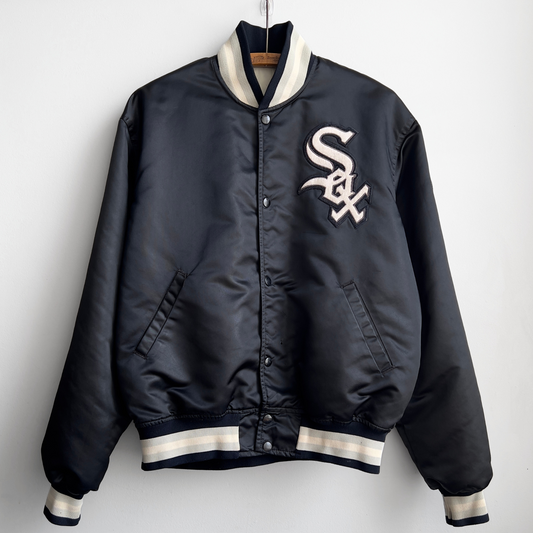 1990s Chicago White Sox Black Satin Bomber Jacket  - Shop ThreadCount Vintage Co.