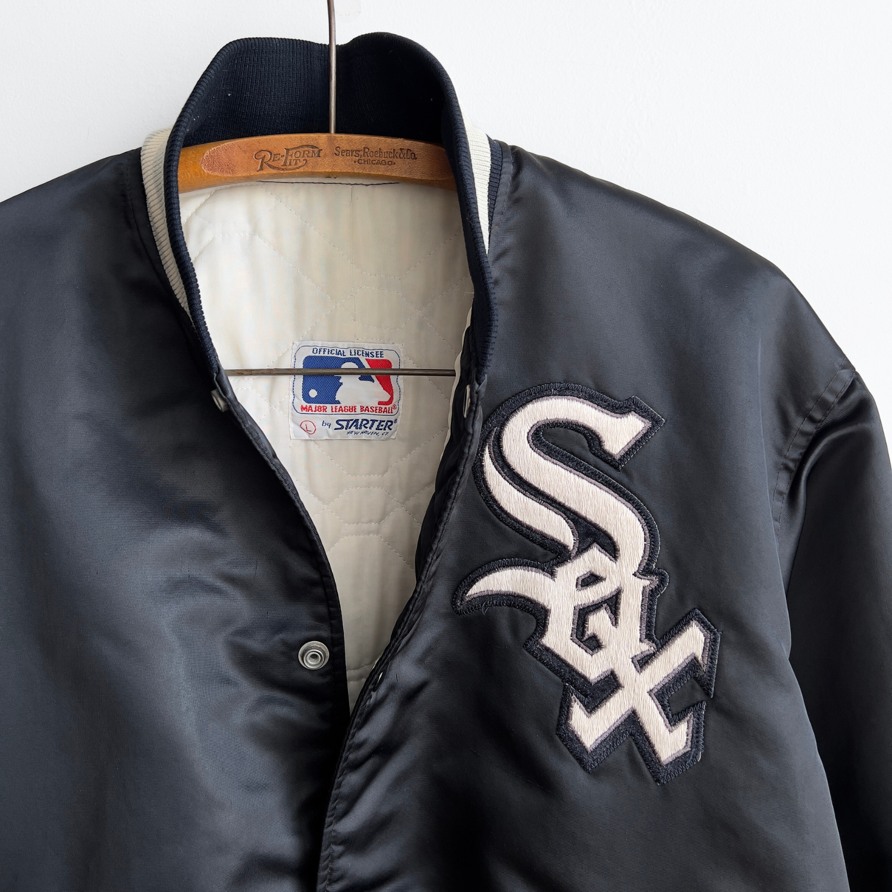 1990s Chicago White Sox Black Satin Bomber Jacket  - Shop ThreadCount Vintage Co.