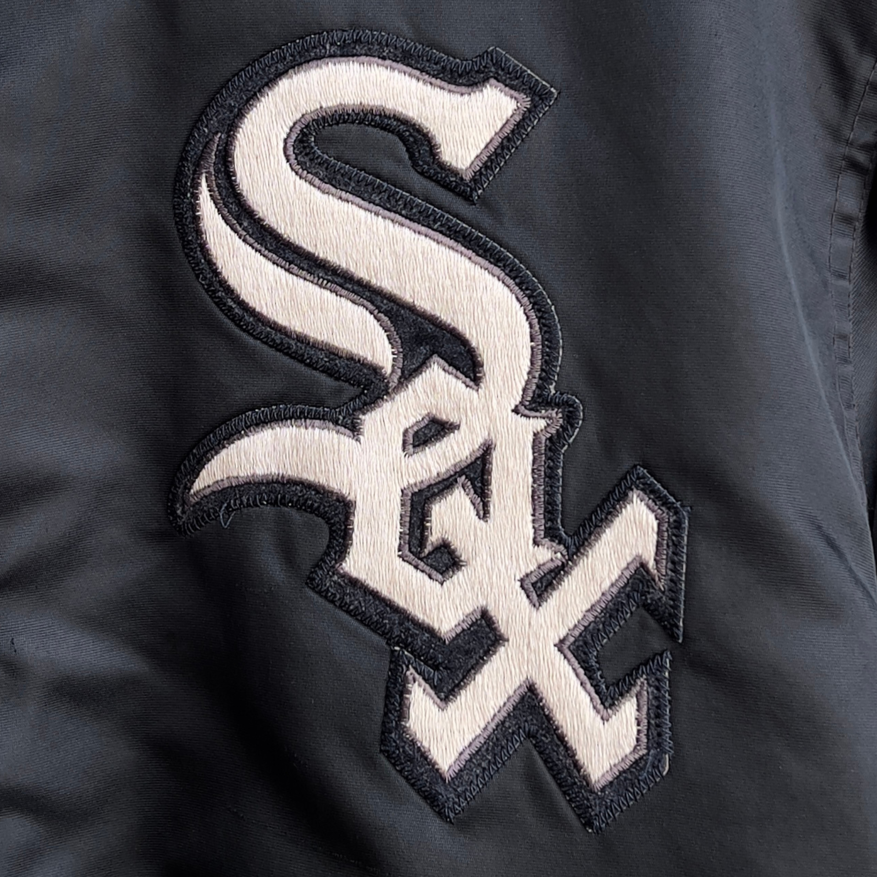 1990s Chicago White Sox Black Satin Bomber Jacket  - Shop ThreadCount Vintage Co.