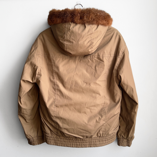 1970s Brown Genuine Fur Zip-Up Hooded Jacket  - Shop ThreadCount Vintage Co.
