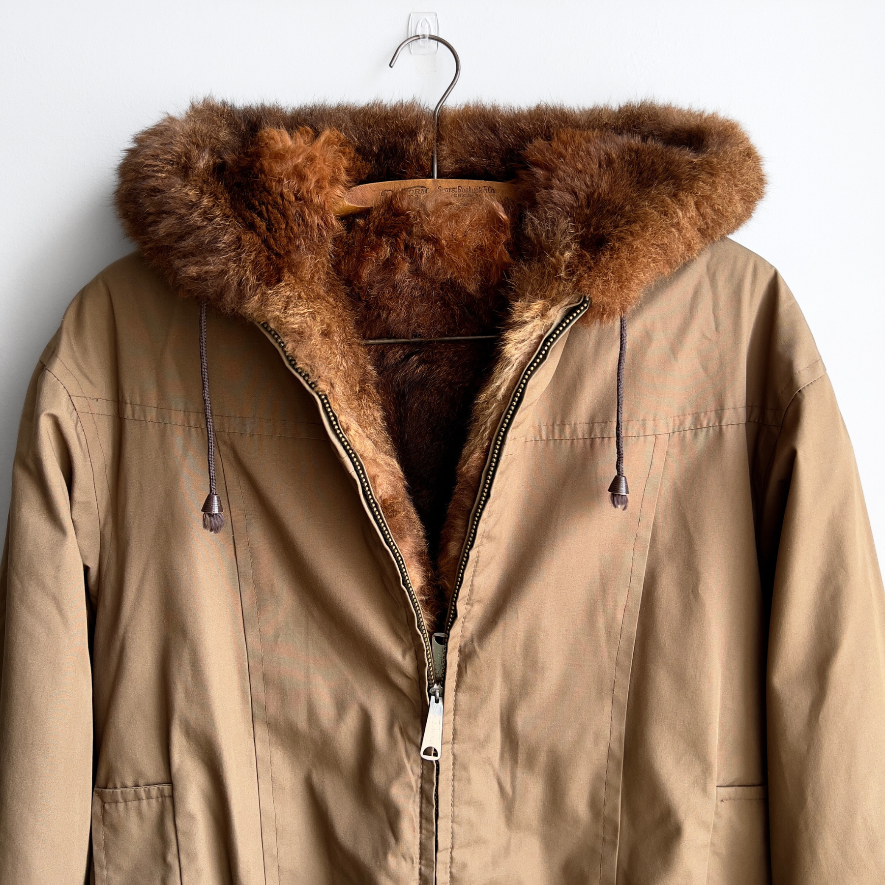 1970s Brown Genuine Fur Zip-Up Hooded Jacket  - Shop ThreadCount Vintage Co.