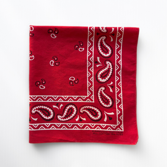 1960s Red Paisley Print Fast Color Cotton Bandana  - Shop ThreadCount Vintage Co.