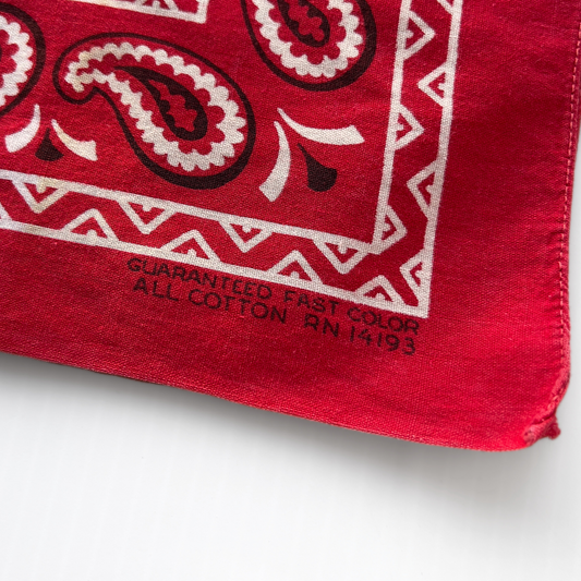 1960s Red Paisley Print Fast Color Cotton Bandana  - Shop ThreadCount Vintage Co.