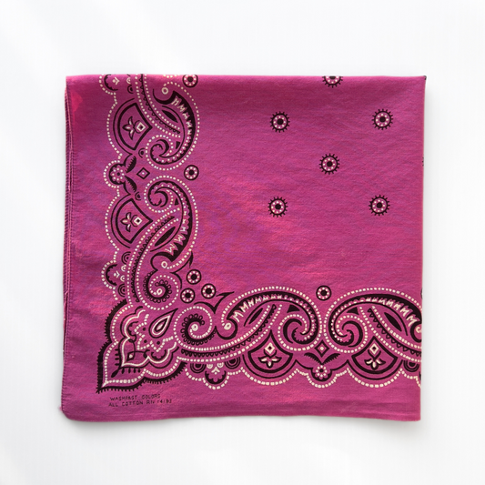 1960s Pink Paisley Print Washfast Color Cotton Bandana  - Shop ThreadCount Vintage Co.