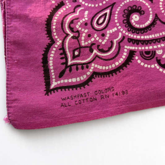 1960s Pink Paisley Print Washfast Color Cotton Bandana  - Shop ThreadCount Vintage Co.