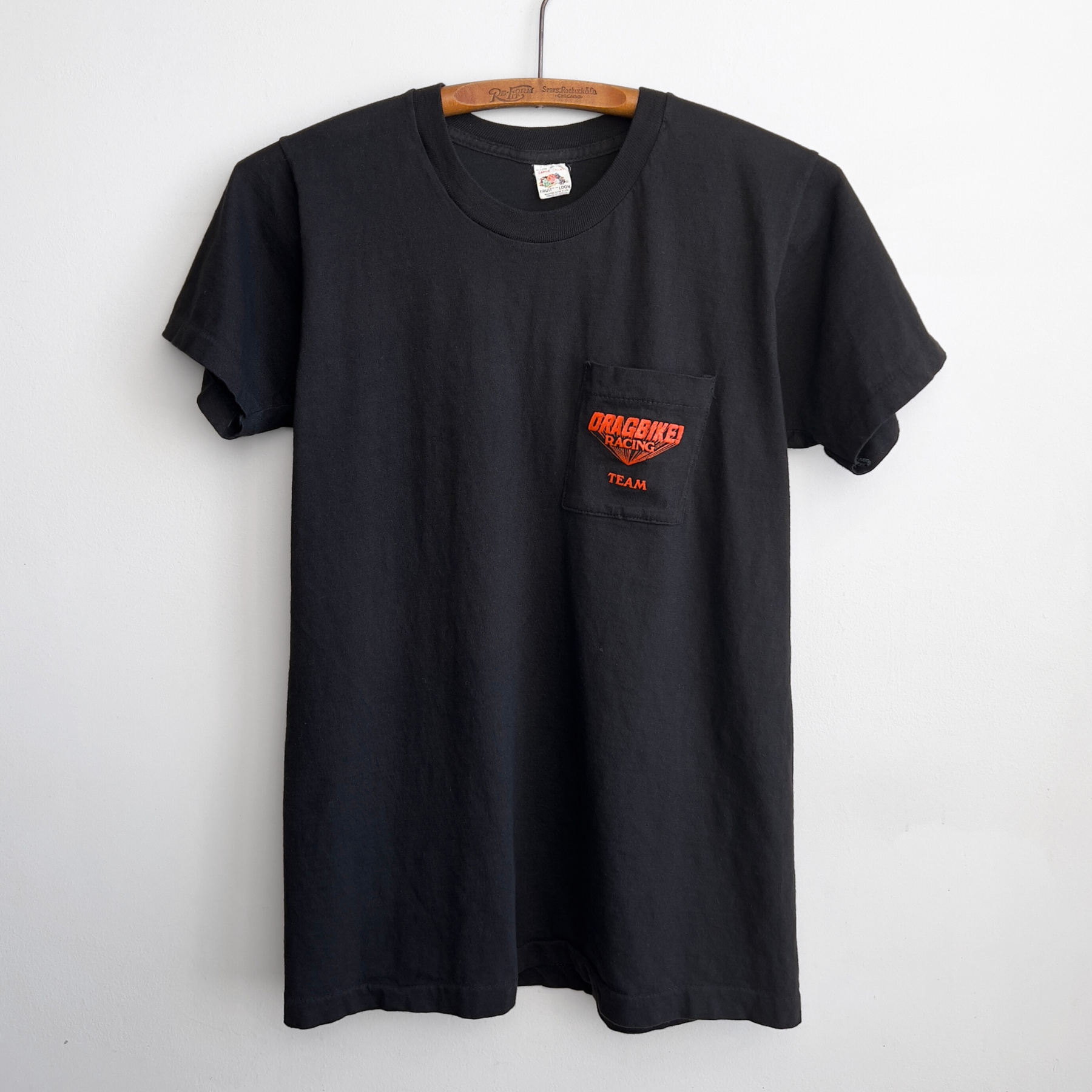 1970s Dragbike Racing Team Cotton Pocket Tee  - Shop ThreadCount Vintage Co.