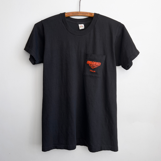 1970s Dragbike Racing Team Cotton Pocket Tee  - Shop ThreadCount Vintage Co.