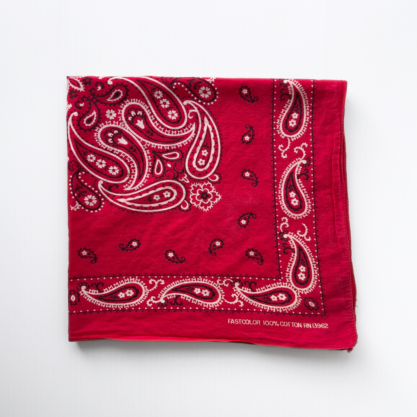 Vintage 1960s Red Paisley Print Studded Cotton Bandana - Shop ThreadCount Vintage Co.