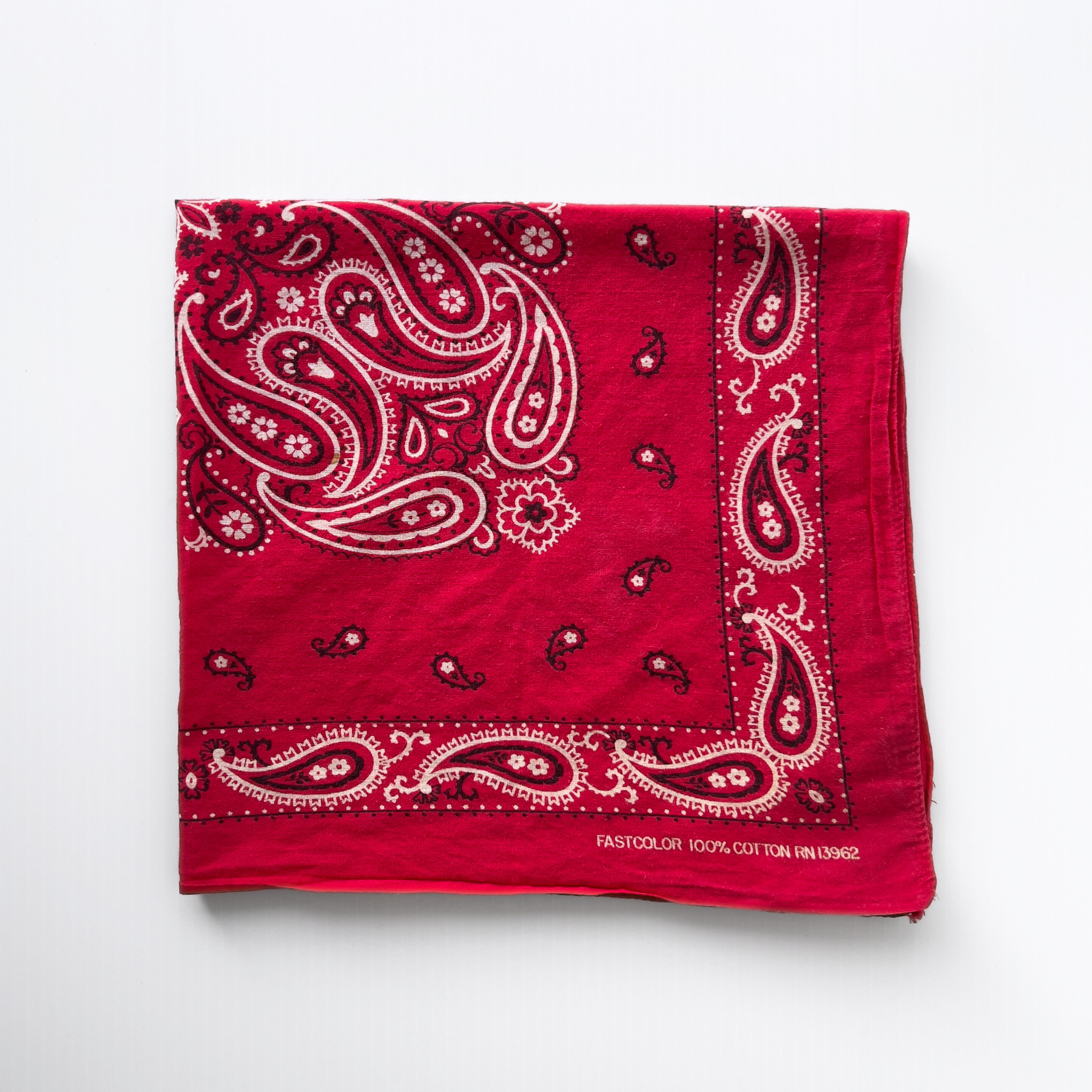 1960s Red Paisley Print Studded Cotton Bandana  - Shop ThreadCount Vintage Co.