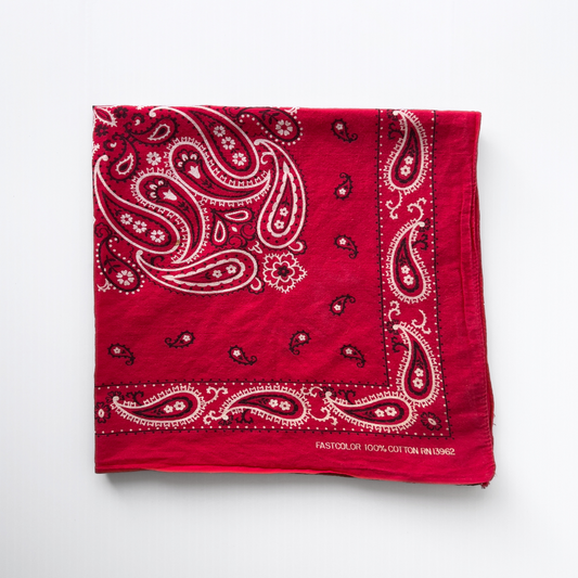 1960s Red Paisley Print Studded Cotton Bandana  - Shop ThreadCount Vintage Co.