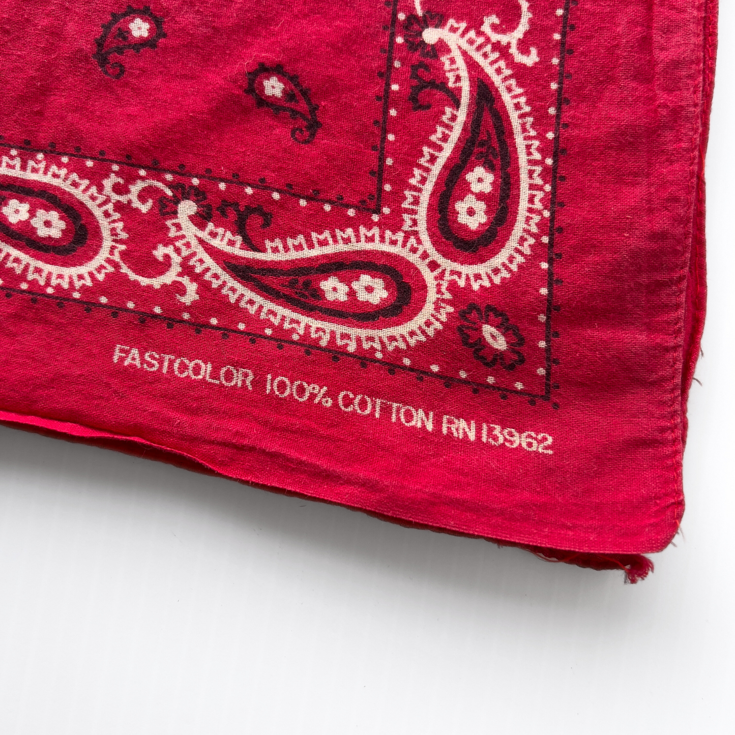 Vintage 1960s Red Paisley Print Studded Cotton Bandana - Shop ThreadCount Vintage Co.