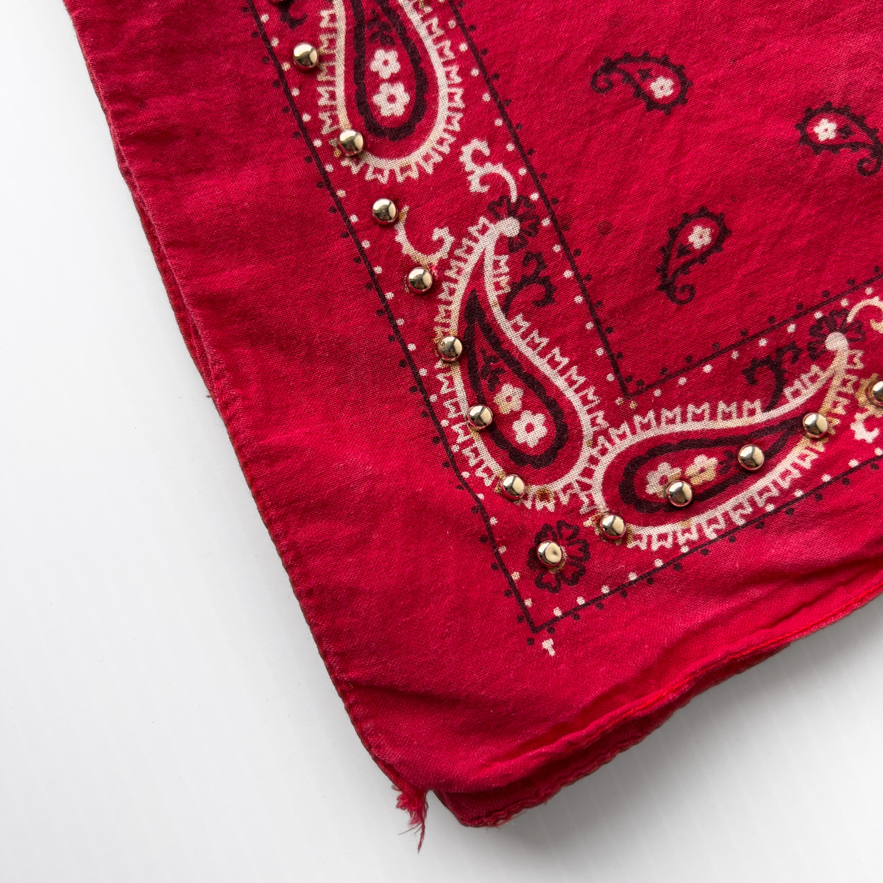 1960s Red Paisley Print Studded Cotton Bandana  - Shop ThreadCount Vintage Co.