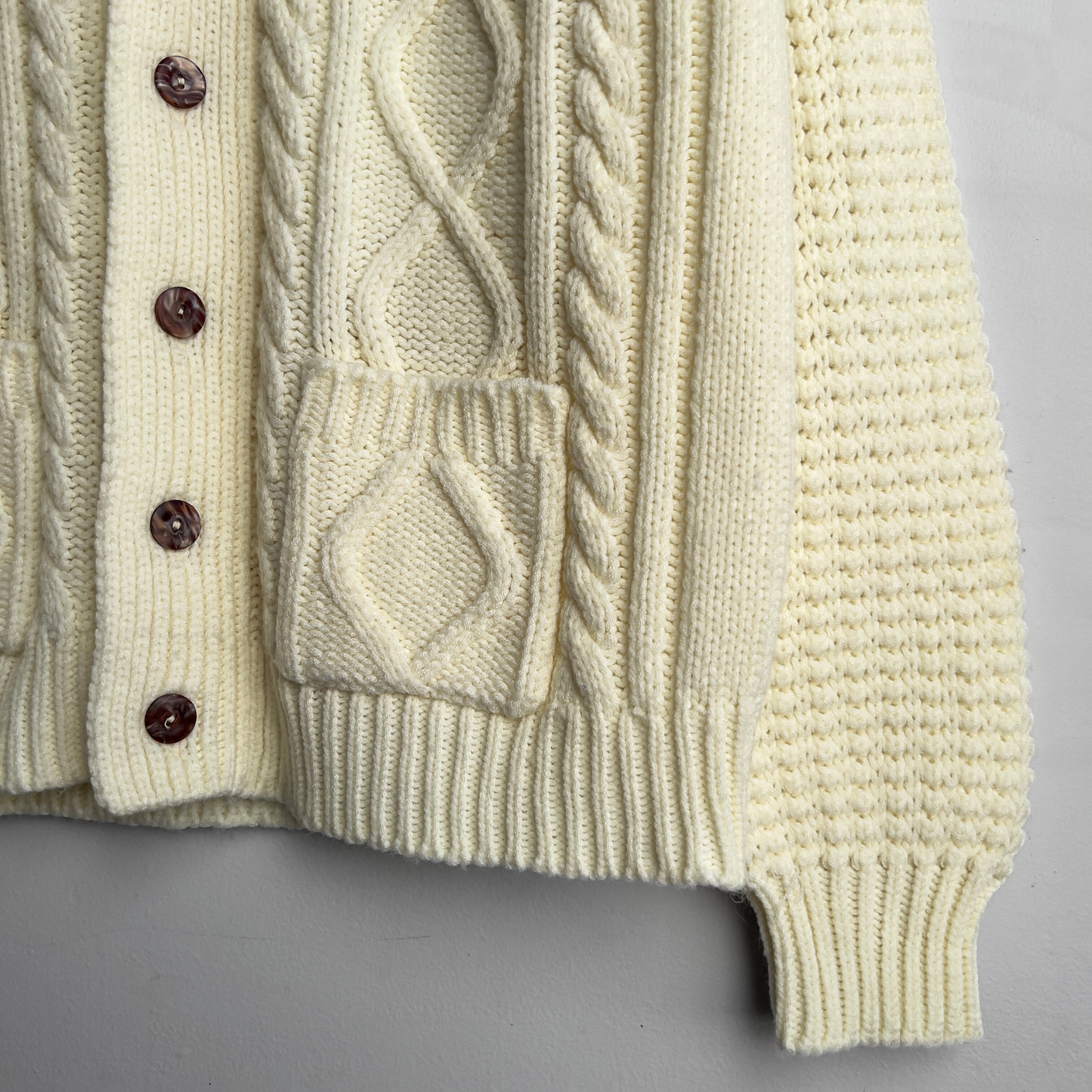Vintage 1970s Big Cable Knit Shawl Collar Cardigan - Shop ThreadCount Vintage Co.