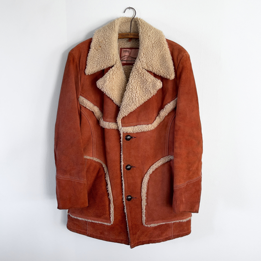 1970s Brown Split Cowhide Leather Coat  - Shop ThreadCount Vintage Co.