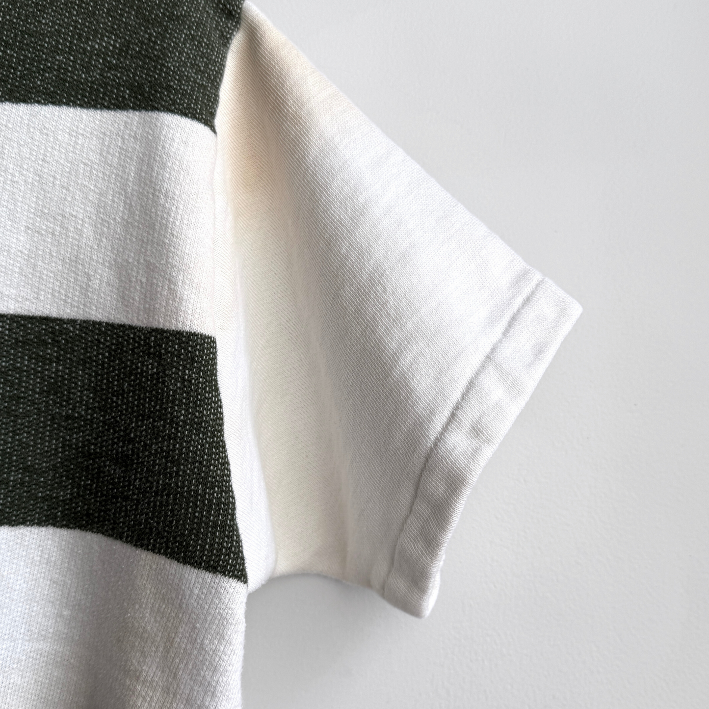 Vintage 1950s Green & White Striped Short Sleeve Sweatshirt - Shop ThreadCount Vintage Co.