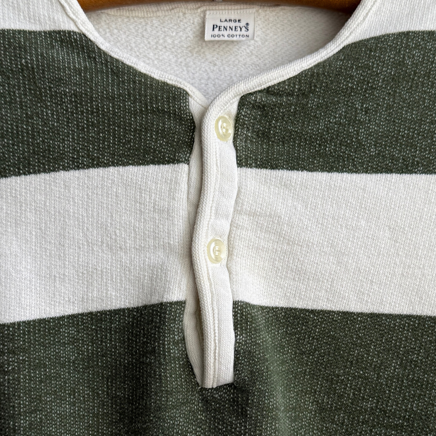 Vintage 1950s Green & White Striped Short Sleeve Sweatshirt - Shop ThreadCount Vintage Co.
