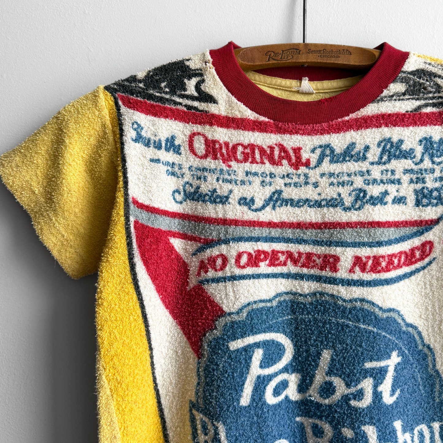 Vintage 1960s Pabst Blue Ribbon Beer Terry Cloth Tee - Shop ThreadCount Vintage Co.